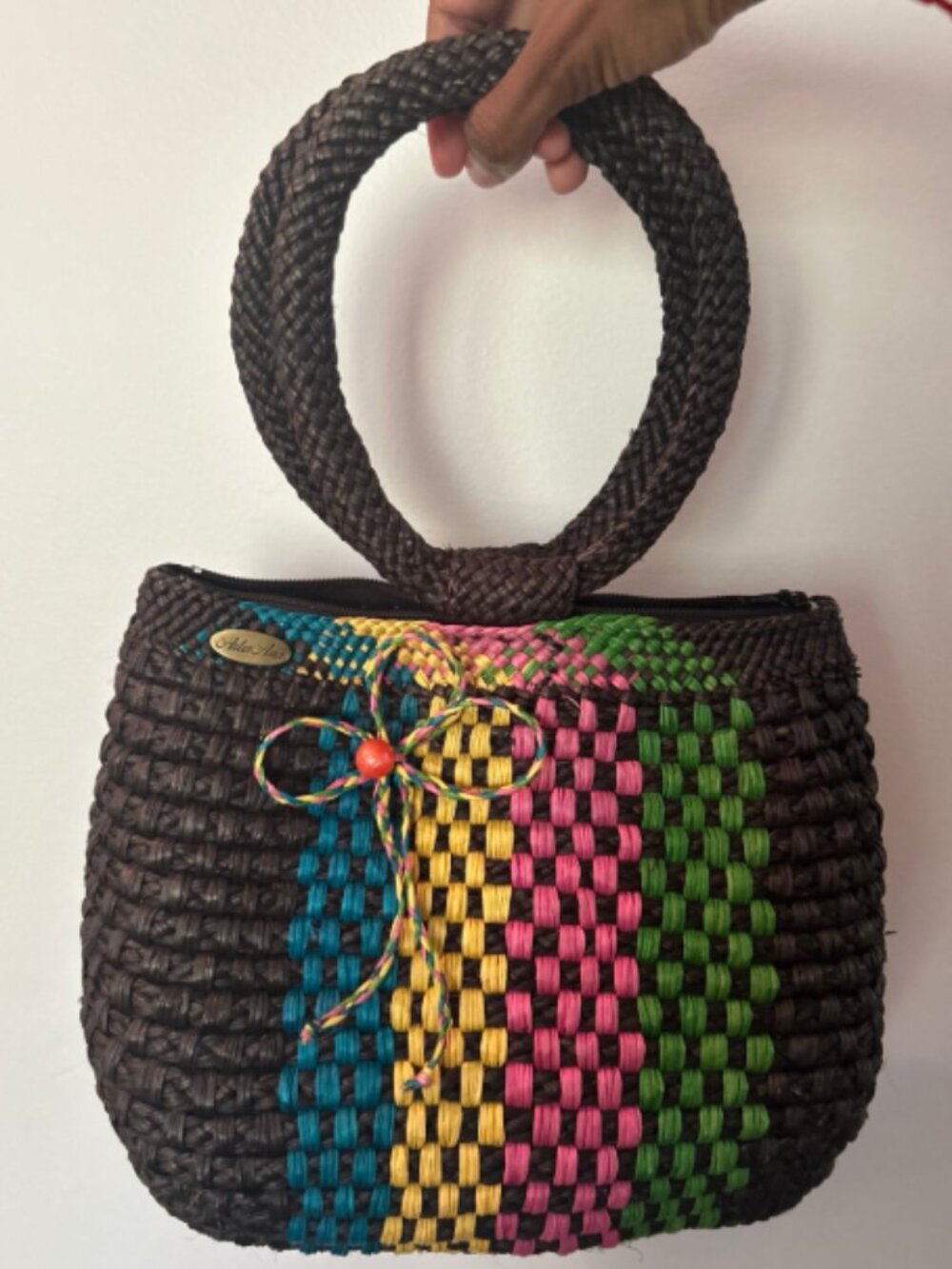 Handmade Iraca Palm Woven Handbag | Boho Multicolor Artisan Purse ✨